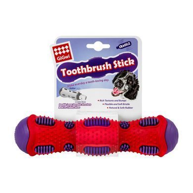 Іграшка для собак GiGwi Toothbrush Stick з ефектом тріску, термопластична гума, 21 см 2254 - онлайн-зоомагазин Хвіст і Дракон