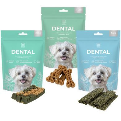 Ласощі для собак WAUDOG Treats Dental Паличка для чистки зубів з м'ятою і розмарином, 105 г 4431 - онлайн-зоомагазин Хвіст і Дракон