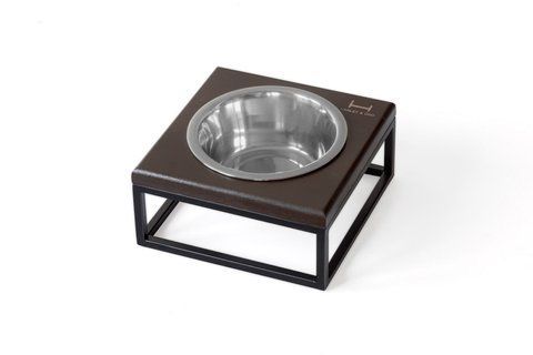 Одна миска на підставці для собак та котів Lunch Bar Brown wood + Black  S 3102810 - онлайн-зоомагазин Хвіст і Дракон