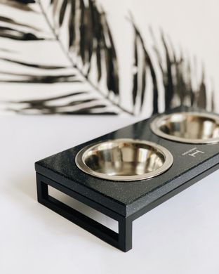 Миски на підставці для собак та котів Lunch Bar Black Stone + Black XS, Harley and Cho 3300256 - онлайн-зоомагазин Хвіст і Дракон