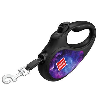 Повідець-рулетка для собак WAUDOG R-leash, малюнок "NASA21", L, до 50 кг, 5 м, світловідбиваюча стрічка чорний 8126-0148-01 - онлайн-зоомагазин Хвіст і Дракон