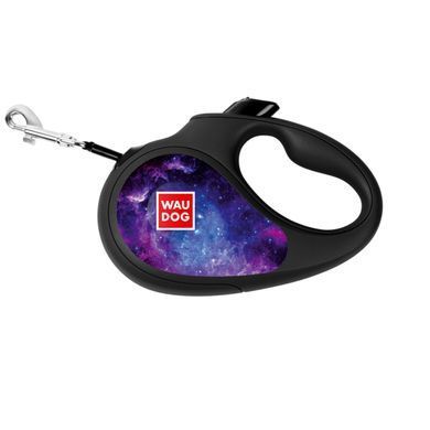 Повідець-рулетка для собак WAUDOG R-leash, малюнок "NASA21", L, до 50 кг, 5 м, світловідбиваюча стрічка чорний 8126-0148-01 - онлайн-зоомагазин Хвіст і Дракон