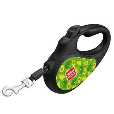 Повідець-рулетка для собак WAUDOG R-leash, малюнок "Авокадо", S, до 15 кг, 5 м, світловідбиваюча стрічка чорний 8124-0048-01 - онлайн-зоомагазин Хвіст і Дракон