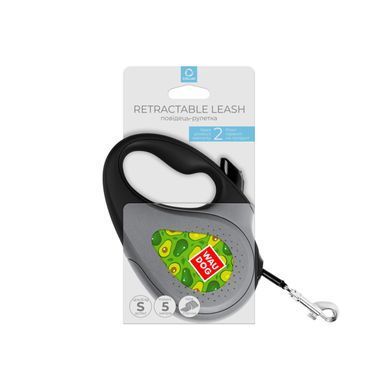 Повідець-рулетка для собак WAUDOG R-leash, малюнок "Авокадо", S, до 15 кг, 5 м, світловідбиваюча стрічка чорний 8124-0048-01 - онлайн-зоомагазин Хвіст і Дракон