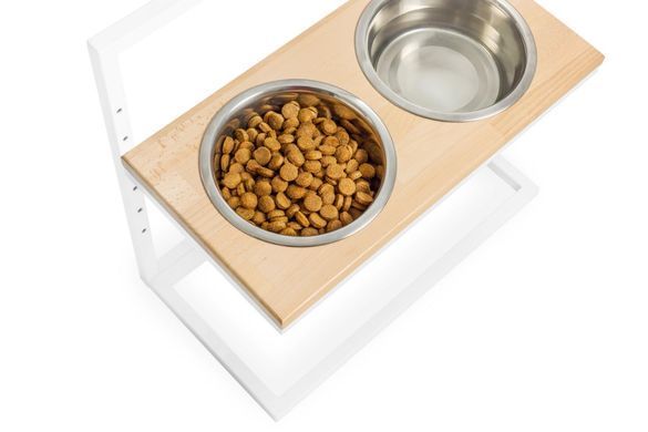 Миски на підставці для собак з регульованою висотою Lift Natural Wood + White Medium 3300166 - онлайн-зоомагазин Хвіст і Дракон