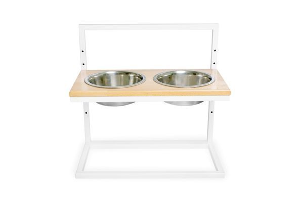 Миски на підставці для собак з регульованою висотою Lift Natural Wood + White Medium 3300166 - онлайн-зоомагазин Хвіст і Дракон