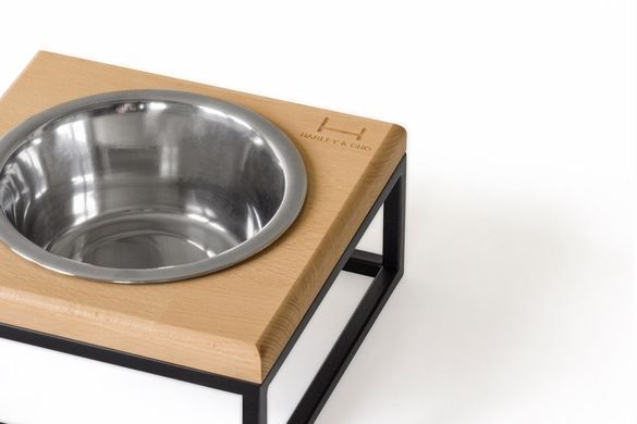 Одна миска на підставці для собак та котів Lunch Bar Natural wood + Black S 3102808 - онлайн-зоомагазин Хвіст і Дракон