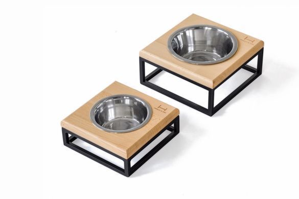 Одна миска на підставці для собак та котів Lunch Bar Natural wood + Black S 3102808 - онлайн-зоомагазин Хвіст і Дракон