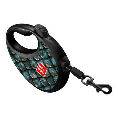 Повідець-рулетка для собак WAUDOG R-leash з контейнером для пакетів, малюнок "Луска", світловідбивна стрічка, S, до 12 кг, 3 м 255-0179 - онлайн-зоомагазин Хвіст і Дракон