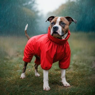 Дощовик для собак WAUDOG Clothes, водонепроникний, L50, В 70-74 см, С 47-50 см, червоний 19903 - онлайн-зоомагазин Хвіст і Дракон