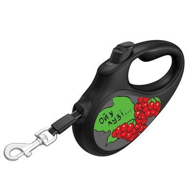 Повідець-рулетка для собак WAUDOG R-leash, малюнок "Калина", XS, до 12 кг, 3 м, світловідбиваюча стрічка чорний 8123-0228-01 - онлайн-зоомагазин Хвіст і Дракон