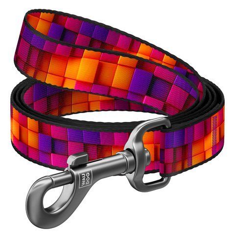 Повідець для собак нейлоновий WAUDOG Nylon, малюнок "Куби 3Д", S, Ш 15 мм, Дов 122 см 340-4057 - онлайн-зоомагазин Хвіст і Дракон