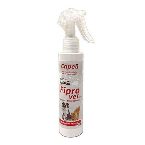 Протипаразитарний спрей AnimAll VetLine Фіпровет Форте, для котів та собак, 150 мл 143022 - онлайн-зоомагазин Хвіст і Дракон