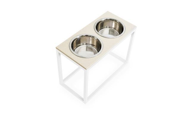 Миски на підставці для великих собак Dinner Biege Stone + White XL20 3102822 - онлайн-зоомагазин Хвіст і Дракон