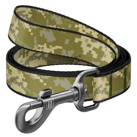 Повідець для собак нейлоновий WAUDOG Nylon, малюнок "Мілітарі", S, Ш 15 мм, Дов 122 см 340-4026 - онлайн-зоомагазин Хвіст і Дракон