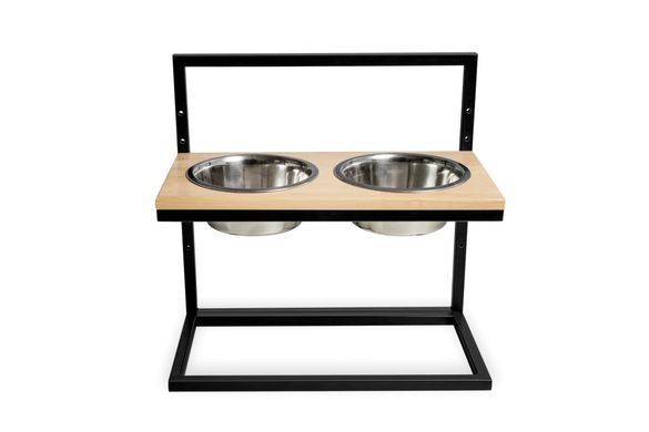 Миски на підставці для собак з регульованою висотою Lift Natural Wood + Black Medium 3300164 - онлайн-зоомагазин Хвіст і Дракон