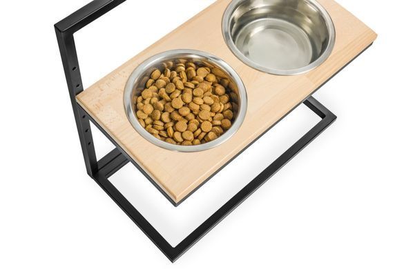 Миски на підставці для собак з регульованою висотою Lift Natural Wood + Black Medium 3300164 - онлайн-зоомагазин Хвіст і Дракон