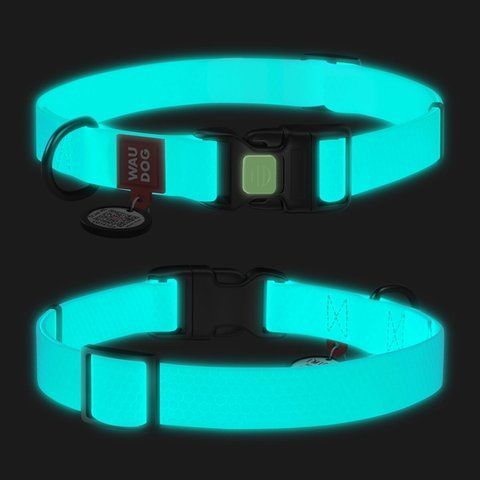Нашийник для собак водостійкий WAUDOG Waterproof c QR паспортом, світонакоплювальний, пластикова пряжка-фастекс, Ш 15 мм, Дов 25-35 см 2744 - онлайн-зоомагазин Хвіст і Дракон