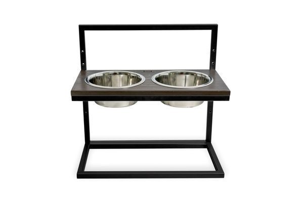 Миски на підставці для собак з регульованою висотою Lift Brown wood + Black Medium 3300169 - онлайн-зоомагазин Хвіст і Дракон