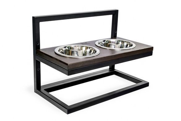 Миски на підставці для собак з регульованою висотою Lift Brown wood + Black Medium 3300169 - онлайн-зоомагазин Хвіст і Дракон