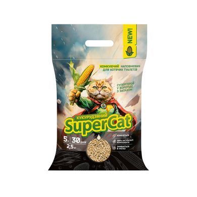 Кукурудзяний наповнювач SuperCat комкуючий для котячих туалетів, 2,5 кг 3539 - онлайн-зоомагазин Хвіст і Дракон