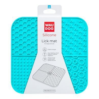 Килимок для злизування WAUDOG Silicone, 190х190х10 мм, блакитний 23522 - онлайн-зоомагазин Хвіст і Дракон