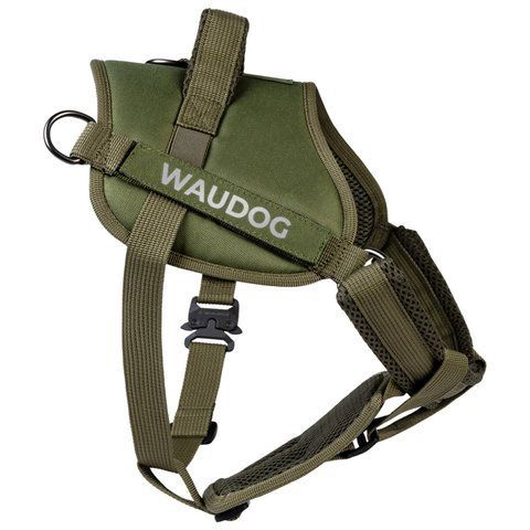 Шлея для службових собак WAUDOG PRO-2, світловідбивна, металевий фастекс, XS, В 35-45 см, хакі 688031 - онлайн-зоомагазин Хвіст і Дракон