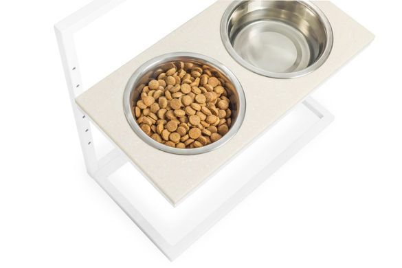 Миски на підставці для собак з регульованою висотою Lift Beige Stone + White Medium 3300160 - онлайн-зоомагазин Хвіст і Дракон
