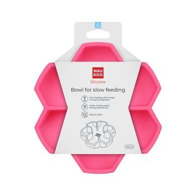 Миска для повільного харчування WAUDOG Silicone, 450 мл, рожевий 23537 - онлайн-зоомагазин Хвіст і Дракон