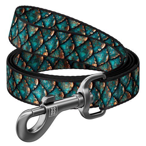 Повідець для собак нейлоновий WAUDOG Nylon, малюнок "Луска", S, Ш 15 мм, Дов 122 см 340-0179 - онлайн-зоомагазин Хвіст і Дракон