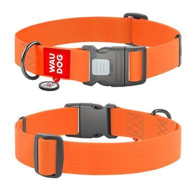 Нашийник для собак водостійкий WAUDOG Waterproof з QR паспортом, пластиковий фастекс, XXL, Ш 40 мм, Дов 46-70 см, помаранчевий 25114 - онлайн-зоомагазин Хвіст і Дракон