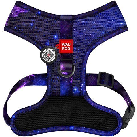 Шлея для собак дихаюча WAUDOG Mesh с QR адресником, малюнок &laquo;NASA21&raquo;, XS, А 24 см, В 30-36 см 232-0148 - онлайн-зоомагазин Хвіст і Дракон