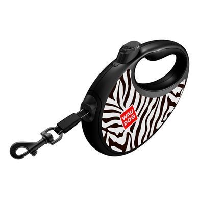 Повідець-рулетка для собак WAUDOG R-leash з контейнером для пакетів, малюнок "Зебра", світловідбивна стрічка, L, до 40 кг, 5 м 257-0055 - онлайн-зоомагазин Хвіст і Дракон