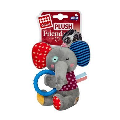 Іграшка для собак Слоненя з кільцем та пищалкою GiGwi Plush Friendz, текстиль, термопластична гума, 16 см 2256 - онлайн-зоомагазин Хвіст і Дракон