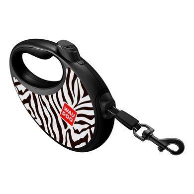 Повідець-рулетка для собак WAUDOG R-leash з контейнером для пакетів, малюнок "Зебра", світловідбивна стрічка, L, до 40 кг, 5 м 257-0055 - онлайн-зоомагазин Хвіст і Дракон