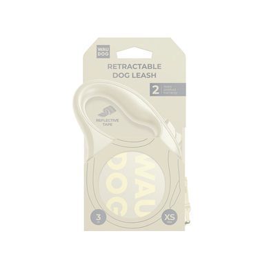 Повідець-рулетка для собак WAUDOG R-leash Monochrome White, XS, до 12 кг, 3 м, світловідбивна стрічка, біла 816115 - онлайн-зоомагазин Хвіст і Дракон