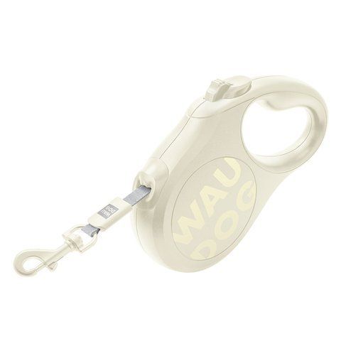Повідець-рулетка для собак WAUDOG R-leash Monochrome White, L, до 50 кг, 5 м, світловідбивна стрічка, біла 816415 - онлайн-зоомагазин Хвіст і Дракон