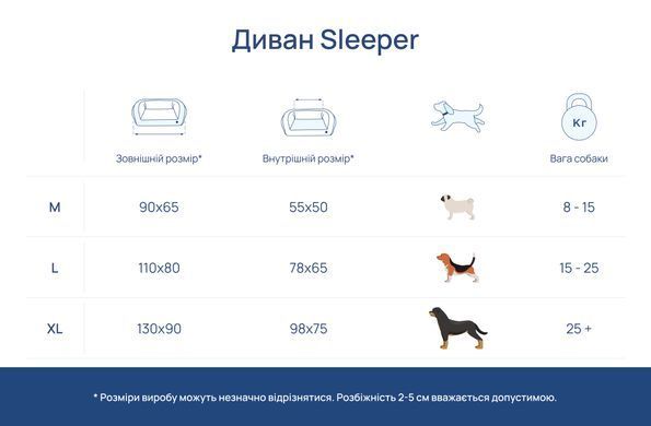 Диван для собак Sleeper Biege M 3103184 - онлайн-зоомагазин Хвіст і Дракон