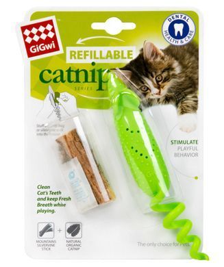 Іграшка для котів Мишка гумова GiGwi Refillable Catnip, гума, 16,5 см 2347 - онлайн-зоомагазин Хвіст і Дракон