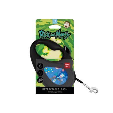 Повідець-рулетка для собак WAUDOG R-leash, малюнок "Рік та Морті 3", S, до 15 кг, 5 м, світловідбиваюча стрічка чорний 8124-0282-01 - онлайн-зоомагазин Хвіст і Дракон