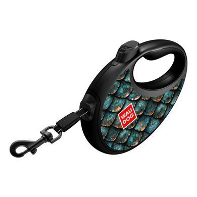 Повідець-рулетка для собак WAUDOG R-leash з контейнером для пакетів, малюнок "Луска", світловідбивна стрічка, L, до 40 кг, 5 м 257-0179 - онлайн-зоомагазин Хвіст і Дракон