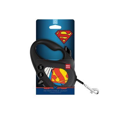 Повідець-рулетка для собак WAUDOG R-leash, малюнок "Супермен Герой", S, до 15 кг, 5 м, світловідбиваюча стрічка чорний 8124-1008-01 - онлайн-зоомагазин Хвіст і Дракон