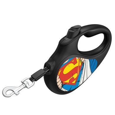 Повідець-рулетка для собак WAUDOG R-leash, малюнок "Супермен Герой", S, до 15 кг, 5 м, світловідбиваюча стрічка чорний 8124-1008-01 - онлайн-зоомагазин Хвіст і Дракон
