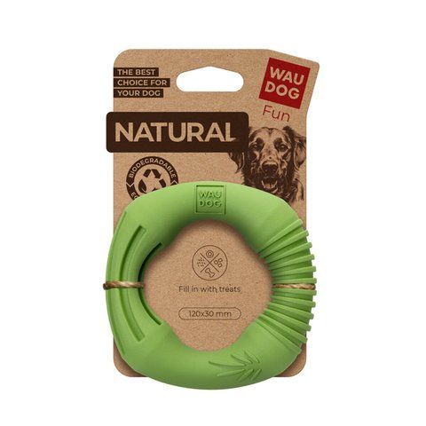 Іграшка для собак WAUDOG Fun Natural Кільце, біорозкладна гума, 12 см, зелена 621218 - онлайн-зоомагазин Хвіст і Дракон