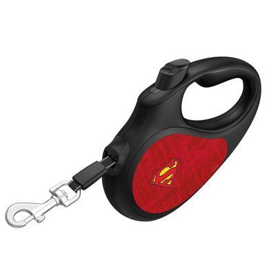 Повідець-рулетка для собак WAUDOG R-leash, малюнок "Супермен Лого червоний", M, до 25 кг, 5 м, світловідбиваюча стрічка чорний 8125-1007-01 - онлайн-зоомагазин Хвіст і Дракон