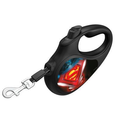 Повідець-рулетка для собак WAUDOG R-leash, малюнок "Супермен Лого", XS, до 12 кг, 3 м, світловідбиваюча стрічка чорний 8123-1012-01 - онлайн-зоомагазин Хвіст і Дракон