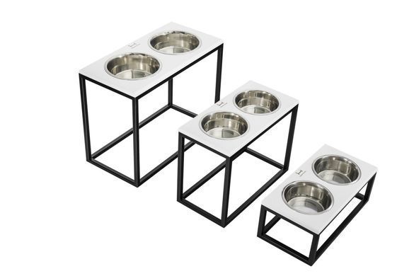 Миски на підставці для великих собак Dinner White wood + Black XL20, Harley and Cho 3300069 - онлайн-зоомагазин Хвіст і Дракон