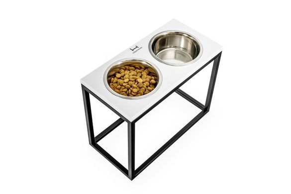 Миски на підставці для великих собак Dinner White wood + Black XL20, Harley and Cho 3300069 - онлайн-зоомагазин Хвіст і Дракон