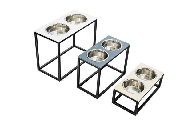 Миски на підставці для великих собак Dinner Biege Stone + Black XL20 3102818 - онлайн-зоомагазин Хвіст і Дракон