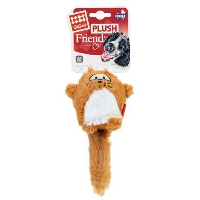 Іграшка для собак Лисиця з великою пищалкою GiGwi Plush Friendz, плюш, штучне хутро, 18 см 75220 - онлайн-зоомагазин Хвіст і Дракон